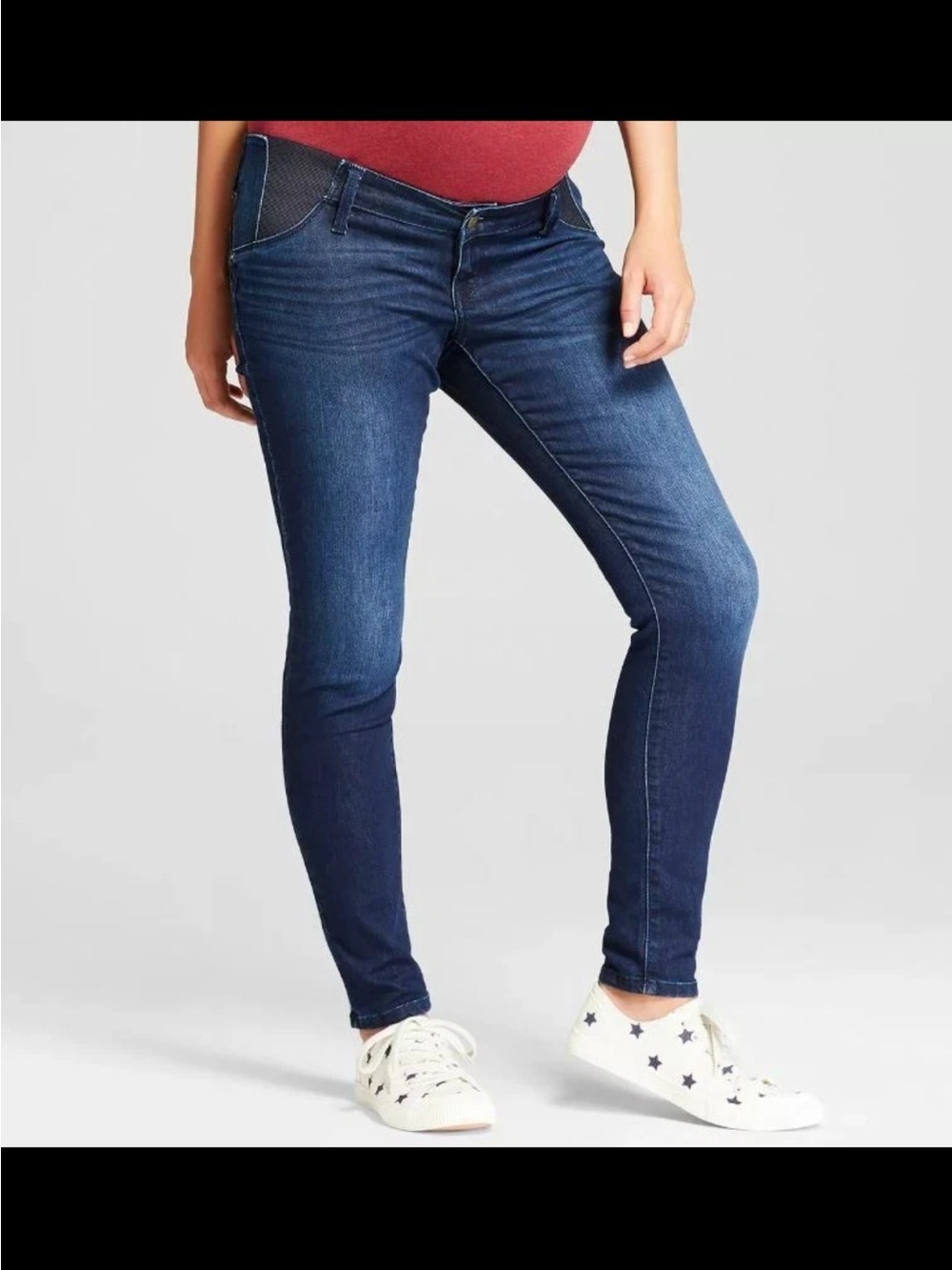 Maternity Inset Panel Skinny Jeans - Isabel Maternity Dark Size 4
